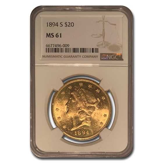 1894-S $20 Liberty Gold Double Eagle MS-61 NGC 1894-S $20 Liberty Gold Double Eagle MS-61 NGC